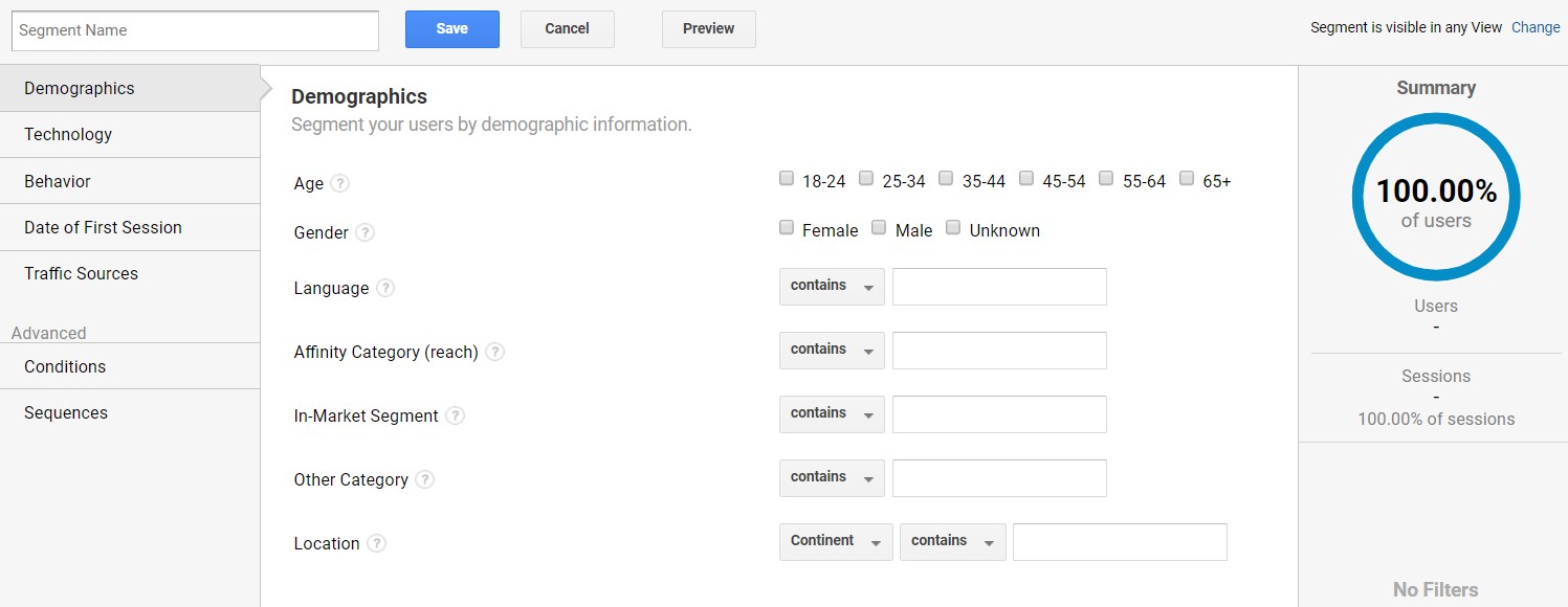 google analytics segmentation